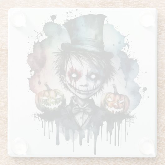 De grijnzende heer glazen onderzetter (Achterkant)