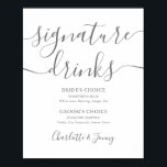 De grijze Drinken van de Handtekening van het Manu Poster<br><div class="desc">Dit elegante minimalistische drink-bord is perfect voor je trouwfeest. Ontworpen door: Thisnotme©</div>