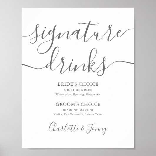 De grijze Drinken van de Handtekening van het Manu Poster (Voorkant)