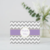 De grijze en Paarse Gestreepte Chevron dankt u Briefkaart (Staand voorkant)