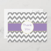 De grijze en Paarse Gestreepte Chevron dankt u Briefkaart (Voorkant / Achterkant)