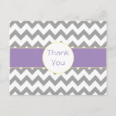De grijze en Paarse Gestreepte Chevron dankt u Briefkaart (Voorkant)