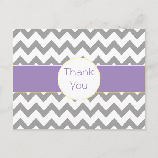 De grijze en Paarse Gestreepte Chevron dankt u Briefkaart (Voorkant)