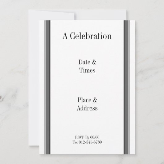 De grijze en Zwarte Sjabloon van de Uitnodiging (Achterkant)