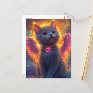 De grijze engel kitten briefkaart