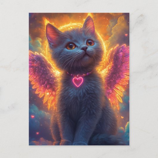 De grijze engel kitten briefkaart (Voorkant)