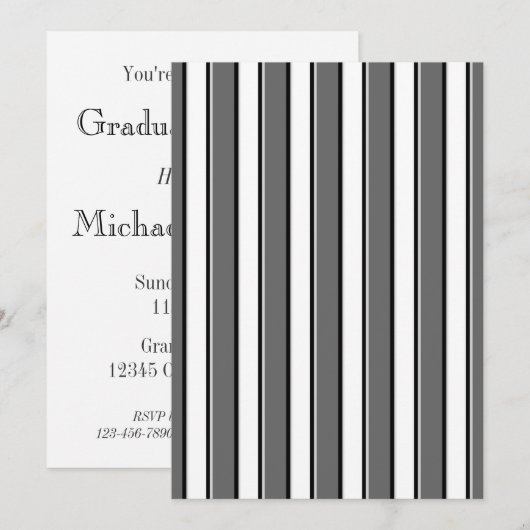 De grijze Gestreepte Uitnodigingen van de (Voorkant / Achterkant)