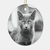 De grijze kat keramisch ornament (Links)