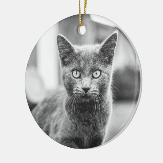 De grijze kat keramisch ornament (Links)