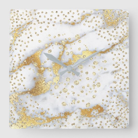 De grijze Kristallen Marmeren Gouden Faux van de Vierkante Klok (Voorkant)