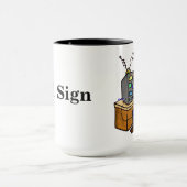 De grijze Mok van de RadioExploitant van Ham past (Midden)