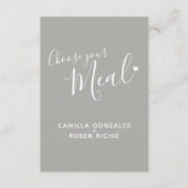 De grijze omsluiting van het de maaltijdoptiesmanu informatiekaartje (Voorkant)