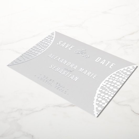 De grijze parels van het Elegant Manuscript sparen Folie Uitnodiging (Gedraaid)