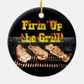 De Grill afvuren! BBQ-steaks Keramisch Ornament (Achterkant)