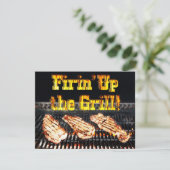 De Grill in brand steken. BBQ Party Kaart (Staand voorkant)