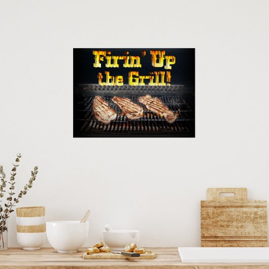 De Grill in brand steken. Poster (Keuken)