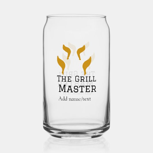 De grill master naam toevoegen tekst koken beste b blikvorm glas (Voorkant)