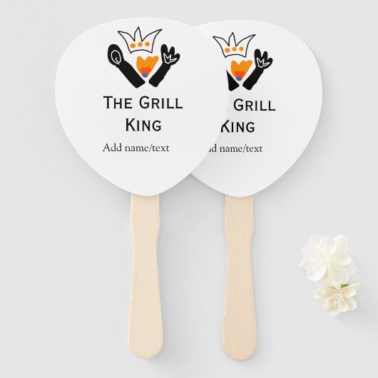 De grill master naam toevoegen tekst koken beste b handwaaier (Voorkant en achterkant)