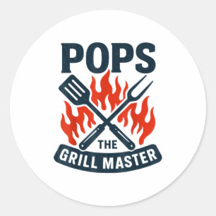 De Grill Meester Bbq Vaderdag Opa Grillen Ronde Sticker