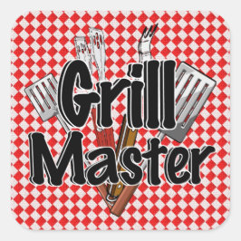 De Grill Meester met BBQ-gereedschap Vierkante Sticker