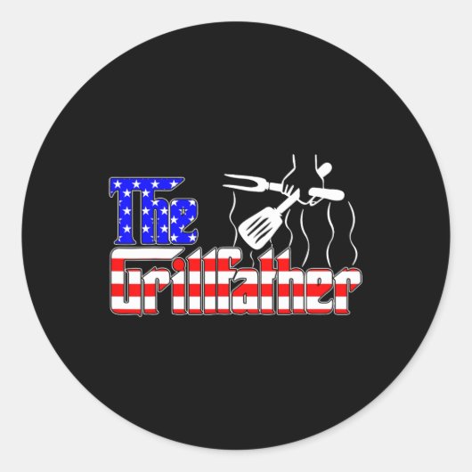 De Grill-vader 4 juli Grappig Grillen Bbq Am Ronde Sticker (Voorkant)