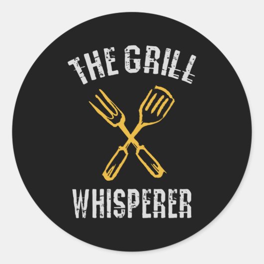 De Grill Whisperer Ronde Sticker (Voorkant)