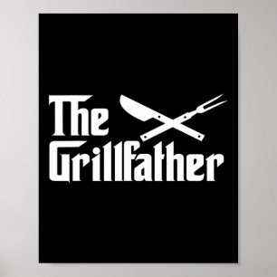 De Grillfather Bbq-grill en Roker Voor Mannen Grap Poster