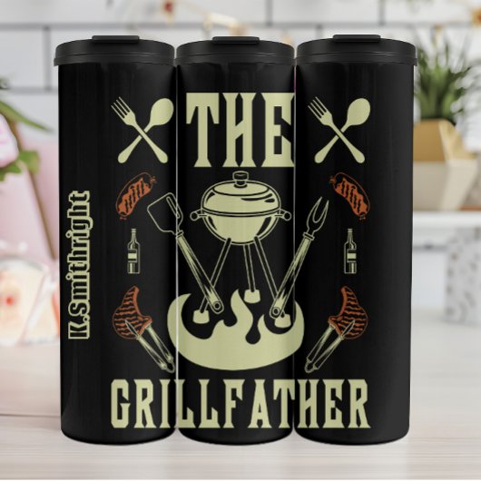 De Grillfather Grappige BBQ Graphic Thermosbeker