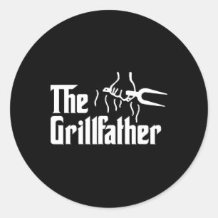 De Grillfather Grappige Bbq Kunst Voor Vader Vader Ronde Sticker