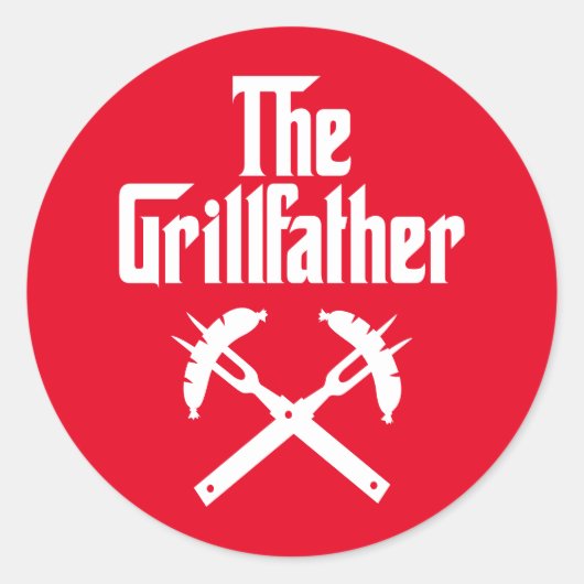 De Grillfather met hete honden Ronde Sticker (Voorkant)