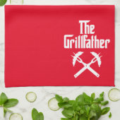 De Grillfather met hete honden Theedoek (Gevouwen)