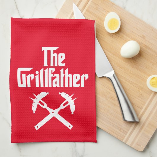 De Grillfather met hete honden Theedoek (Quarter Fold)