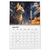 De grillige geïllustreerde kattenkalender kalender (Jan 2027)