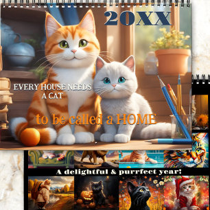 De grillige geïllustreerde kattenkalender kalender