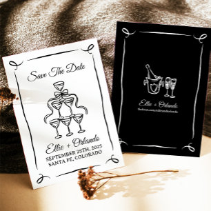 De grillige Hand getrokken Champagnetoren bewaart  Kaart