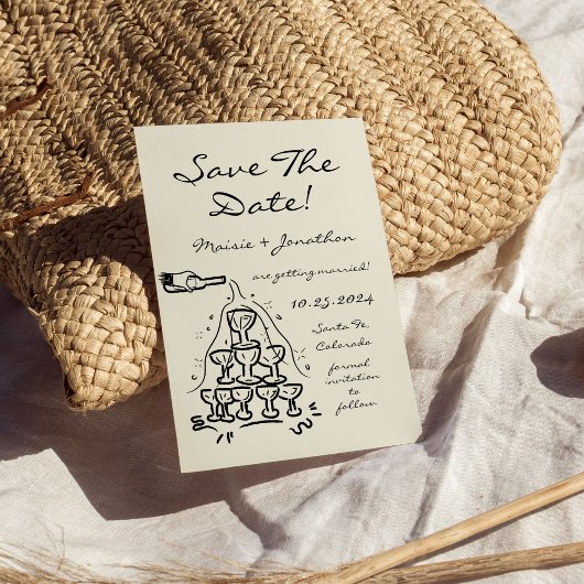 De grillige Hand getrokken Champagnetoren bewaart  Kaart