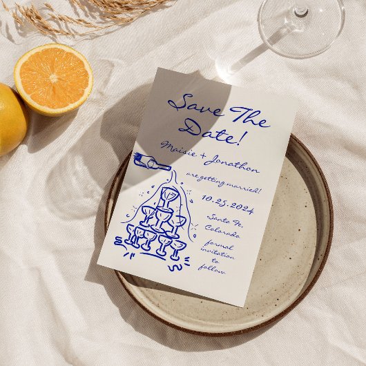 De grillige Hand getrokken Champagnetoren bewaart  Kaart