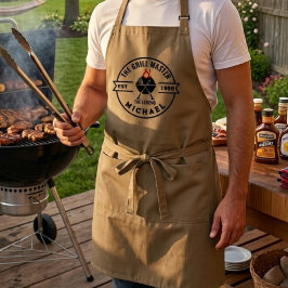De Grillmaster Gevestigd Jaar Naam Vlam Standaard Schort