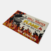 De grilmeester leeft hier met de vlam deurmat (Schuin)