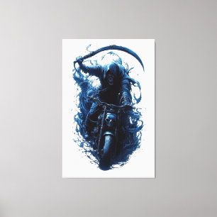 De Grim Reaper Biker op een Motorcycle Canvas Prin Afdruk
