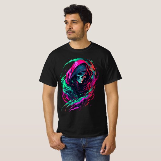 De Grim Reaper, een psychedelische dood T-shirt (Voorkant volledig)