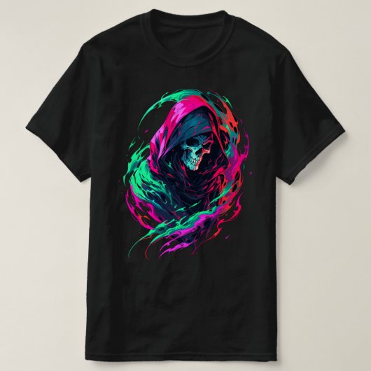 De Grim Reaper, een psychedelische dood T-shirt (Design voorkant)