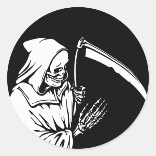 De Grim Reaper of Death Ronde Sticker (Voorkant)