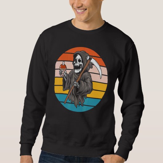 De Grim Reaper Skelet Schedel Dood Zeis Grunge Trui (Voorkant)