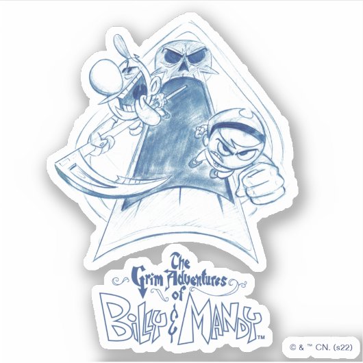 De grimavonturen van Billy & Mandy Sketch Art Sticker (Voorkant)