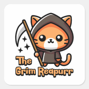 De grimmige reparatie! Schattigee Grim Reaper Cat  Vierkante Sticker