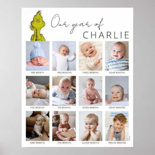 De Grinch | Baby's Eerste Jaar Fotocollage Poster (Voorkant)