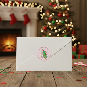 De Grinch   Cindy-Lou met kerstadres Ronde Sticker