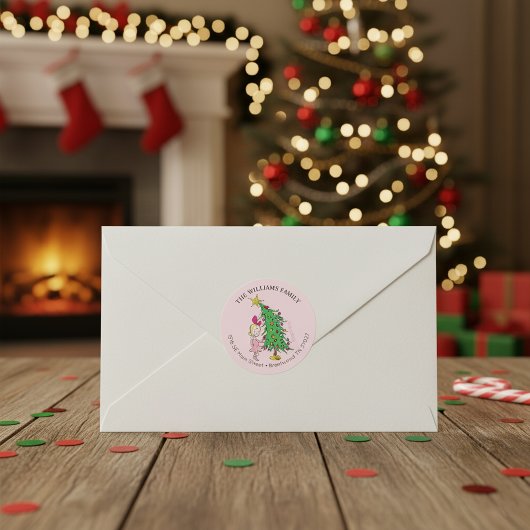 De Grinch | Cindy-Lou met kerstadres Ronde Sticker