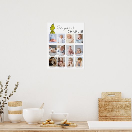 De Grinch | Fotocollage voor baby's eerste jaar Poster (Keuken)